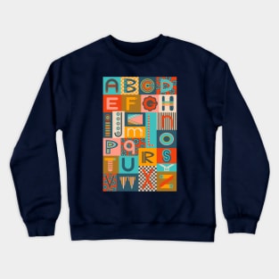 GEOMETRIC ABCs Retro Mod Geometric Graphic Alphabet Lettering - UnBlink Studio by Jackie Tahara Crewneck Sweatshirt